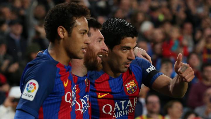 Neymar, Leo Messi y Luis Suárez, la MSN del Barcelona.