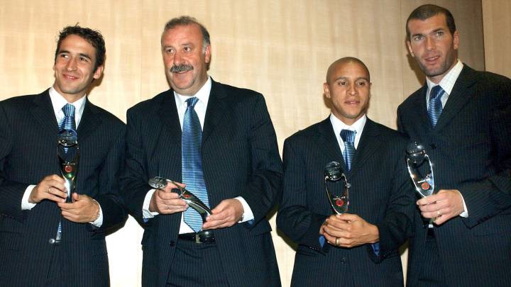 Raúl, Del Bosque, Roberto Carlos y Zidane fueron galardonados en el año 2002.