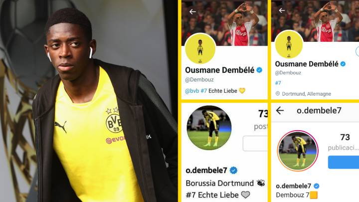 Ousmane Dembelé y sus perfiles de redes sociales.