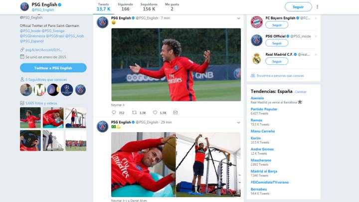 El PSG colgó fotos de Neymar riéndose durante la Supercopa