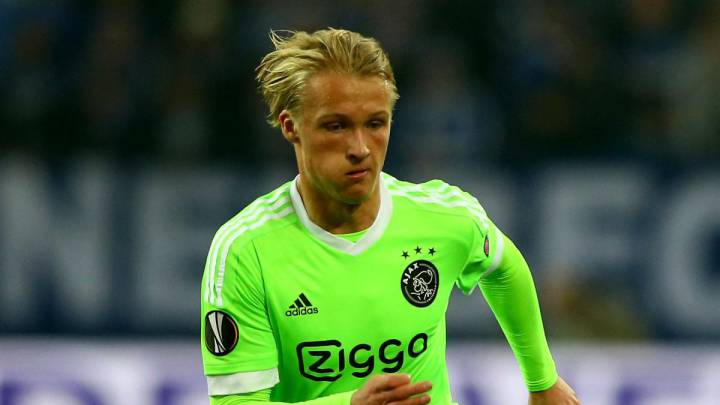 El delantero dané sdel Ajax, Kasper Dolberg, durante un partido.