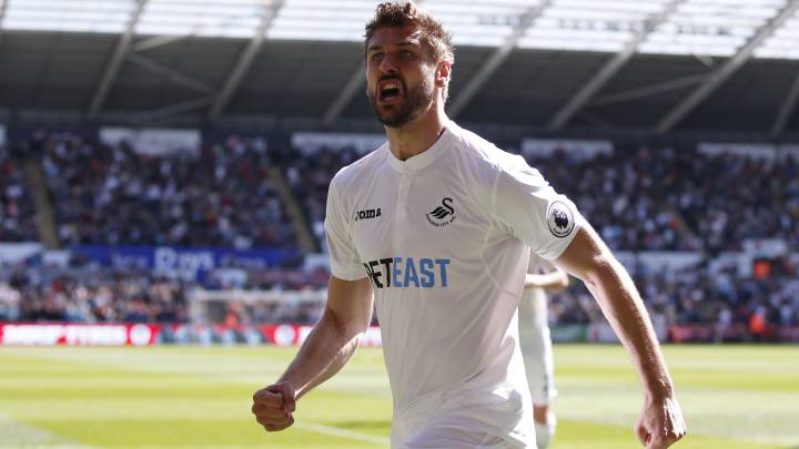 Fernando Llorente, con el Swansea.