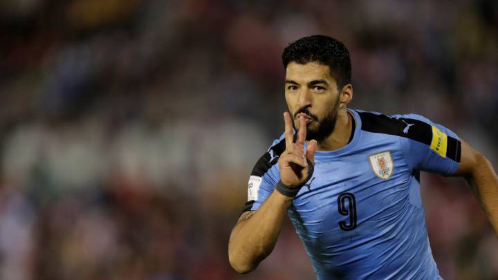 El delantero de la selección uruguaya, Luis Suárez, durante un partido.