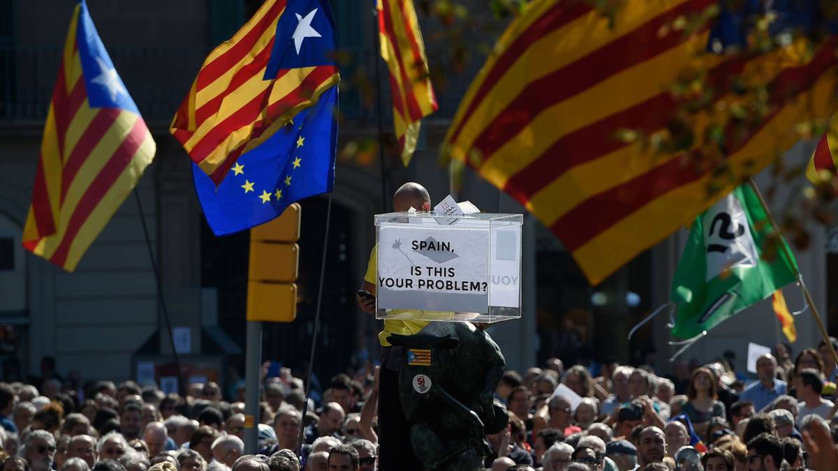 Manifestación a favor del derecho a decidir en Cataluña