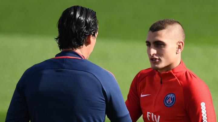 Emery saludando a Verratti.