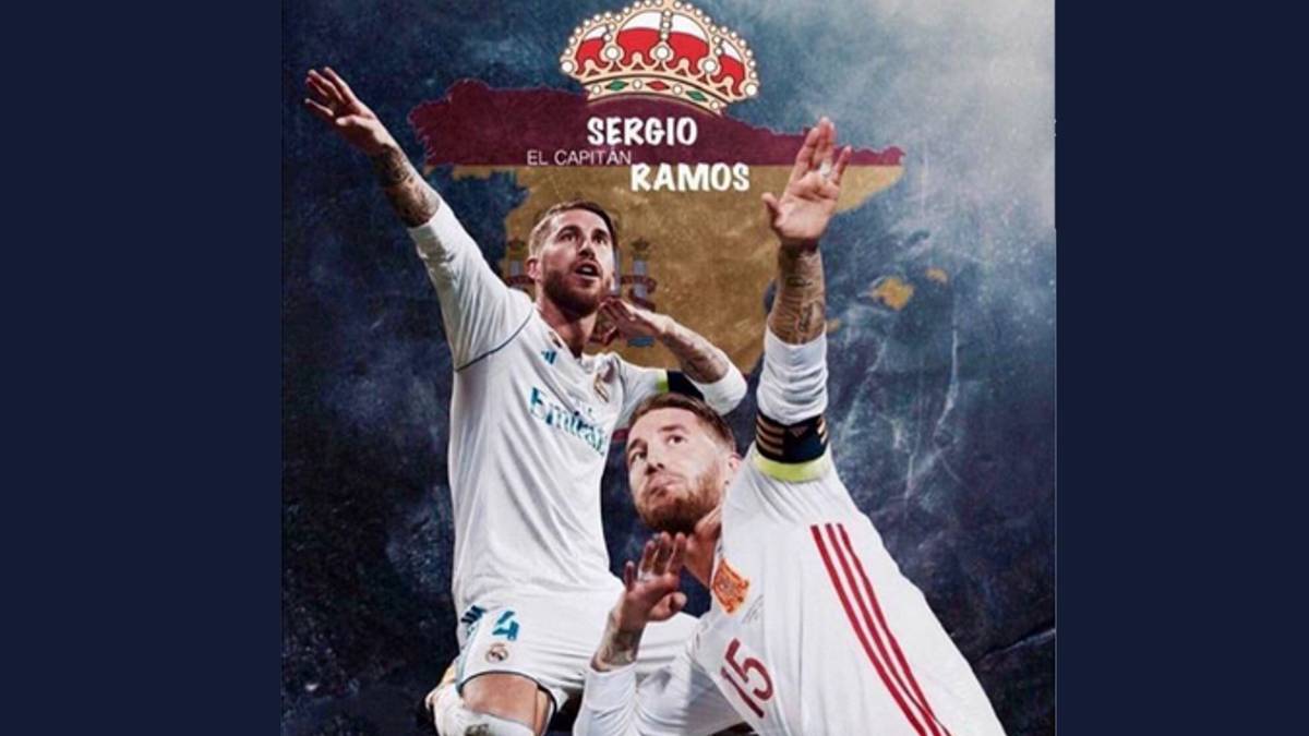 Sergio Ramos ha subido una imagen en su Instagram Stories con el mapa y la bandera de España en el fondo, mientras está concentrado con la Selección