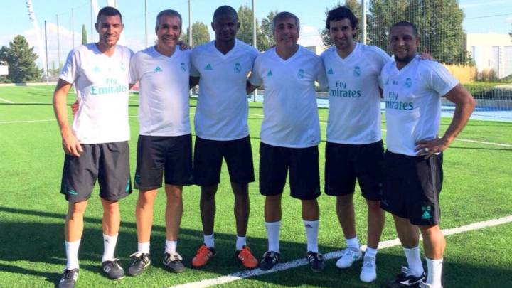. Julio César, Vallina, Raúl y Roberto Carlos, en Valdebebas