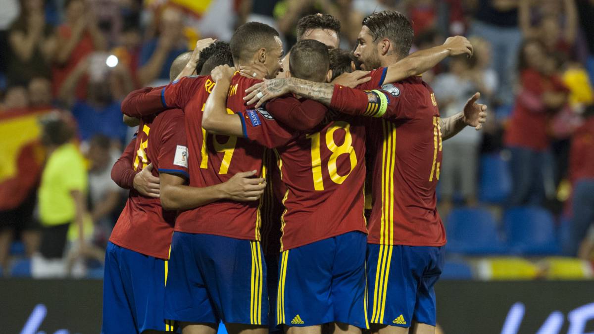 La Selección celebra un gol.