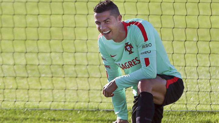 Cristiano en el entrenamiento de Portugal