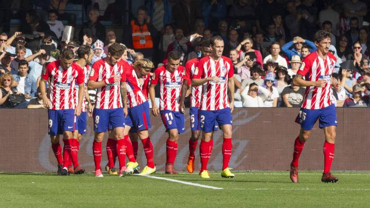 Alegría del Atlético contra el Celta por el gol de Gameiro.