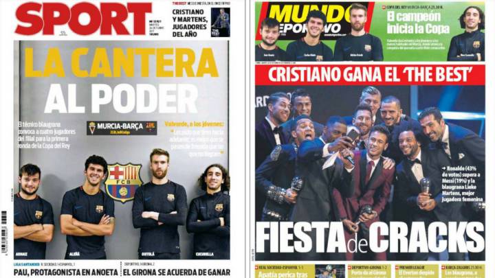 Portadas de los diarios Sport y Mundo Deportivo del día 24 de octubre de 2017.