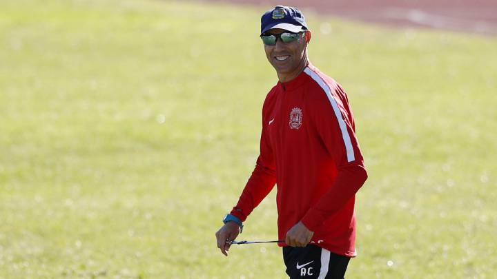 Antonio Calderón, en el entrenamiento del Fuenlabrada.