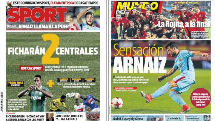 Portadas de los diarios Sport y Mundo Deportivo del día 26 de octubre de 2017.