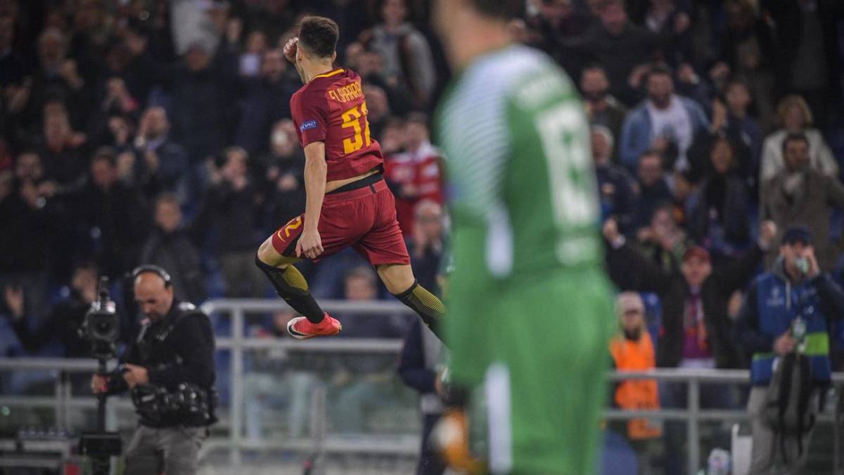 El Shaarawy celebra el tanto ante Courtois.