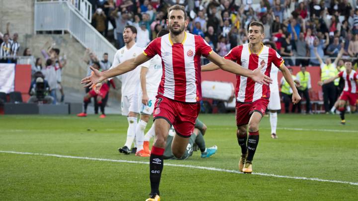 Stuani celebra su gol ante el Real Madrid en el partido de LaLiga Santander.