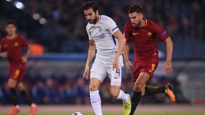 El español Fábregas durante un partido de Champions contra el Roma.