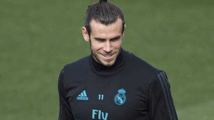 El jugador galés del Real Madrid, gareth Bale, durante un entrenamiento con su club.