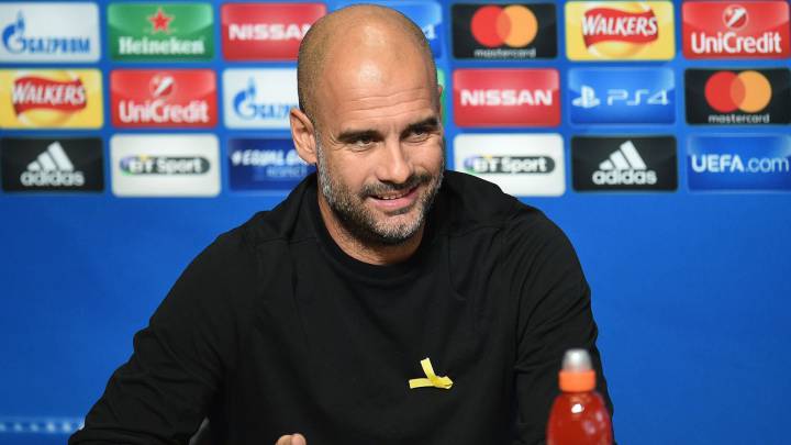 Guardiola en rueda de prensa.