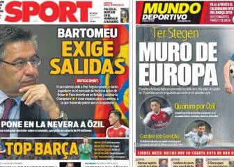 Bartomeu, Ter Stegen y Özil, en las portadas de Barcelona