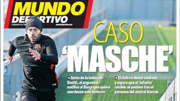 Portada del diario Mundo Deportivo del día 4 de diciembre de 2017.