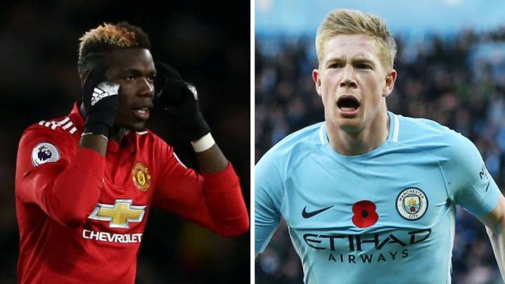 Paul Pogba, del Manchester United y Kevin de Bruyne, del Manchester City.