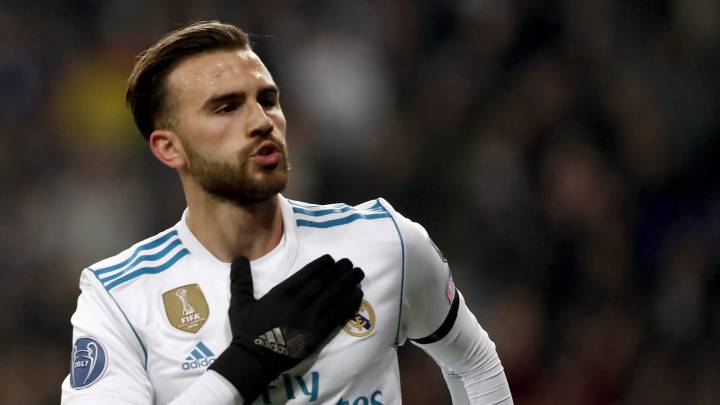 El delantero del Real Madrid Borja Mayoral celebra el primer gol de su equipo ante el Borussia Dortmund.