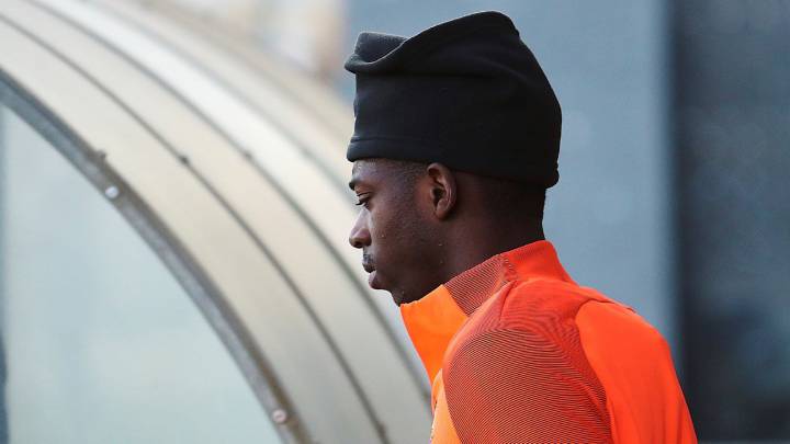 El extremo francés del Barcelona, Ousmane Dembélé, durante un entrenamiento.