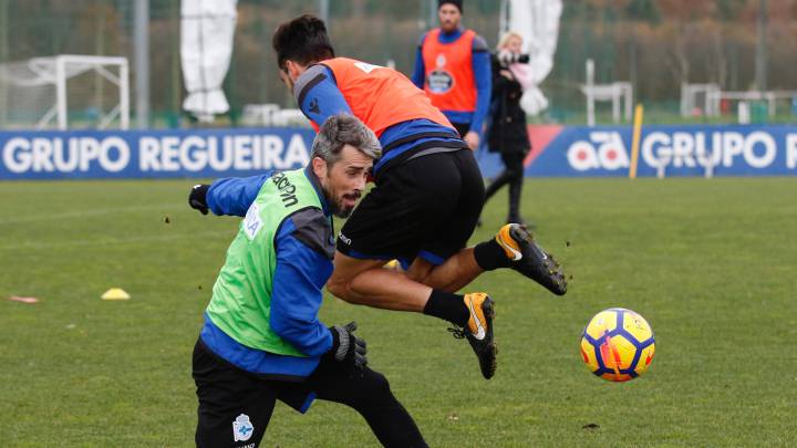 Luisinho durante un entrenamiento con el Deportivo
