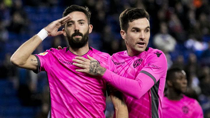 Morales celebra su gol al Espanyol.