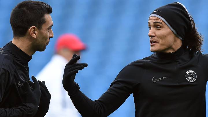 Pastore y Cavani, en un entrenamiento del PSG.