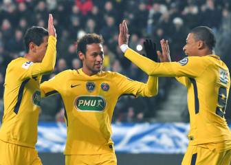 Mbappé, Neymar y Di Maria aplastan al Rennes en la Copa