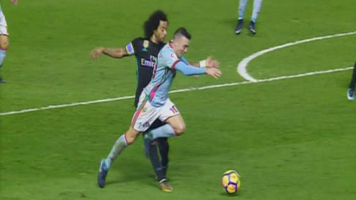 El Celta de Vigo reclamó penalti de Marcelo a Iago Aspas