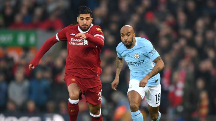 Emre Can durante un partido del Liverpoo