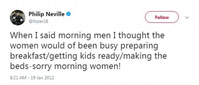 Tuits machistas de Phil Neville.