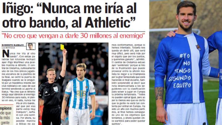 Íñigo Martínez: "Nunca me iría al otro bando, al Athletic".