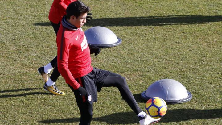 Nico Gaitán, durante un entrenamiento con el Atlético de Madrid.