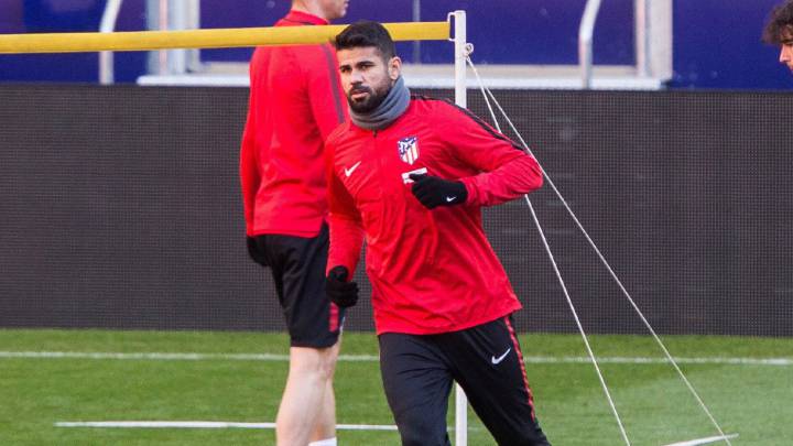 Diego Costa durante el entrenamiento.