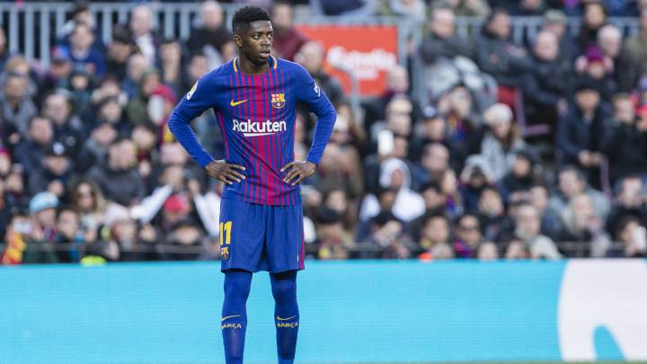 El extremo francés del Barcelona, Ousmane Dembélé, durante un partido.