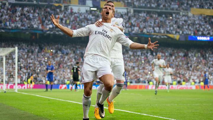 Cristiano celebró así el primer gol del Madrid.