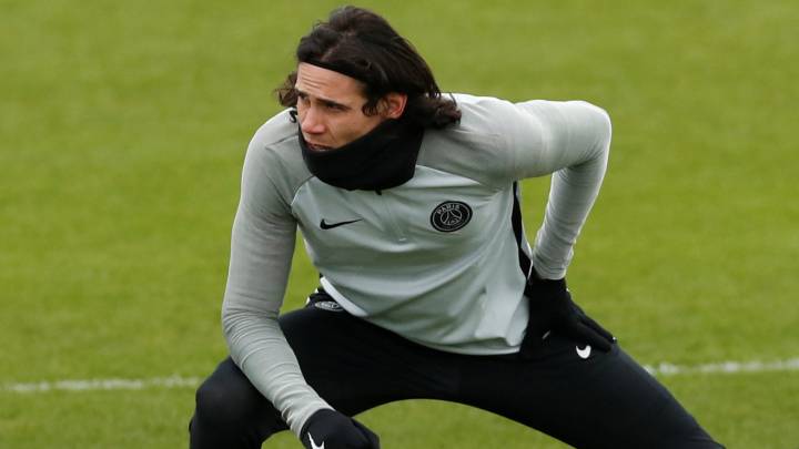 Cavani durante un entrenamiento.