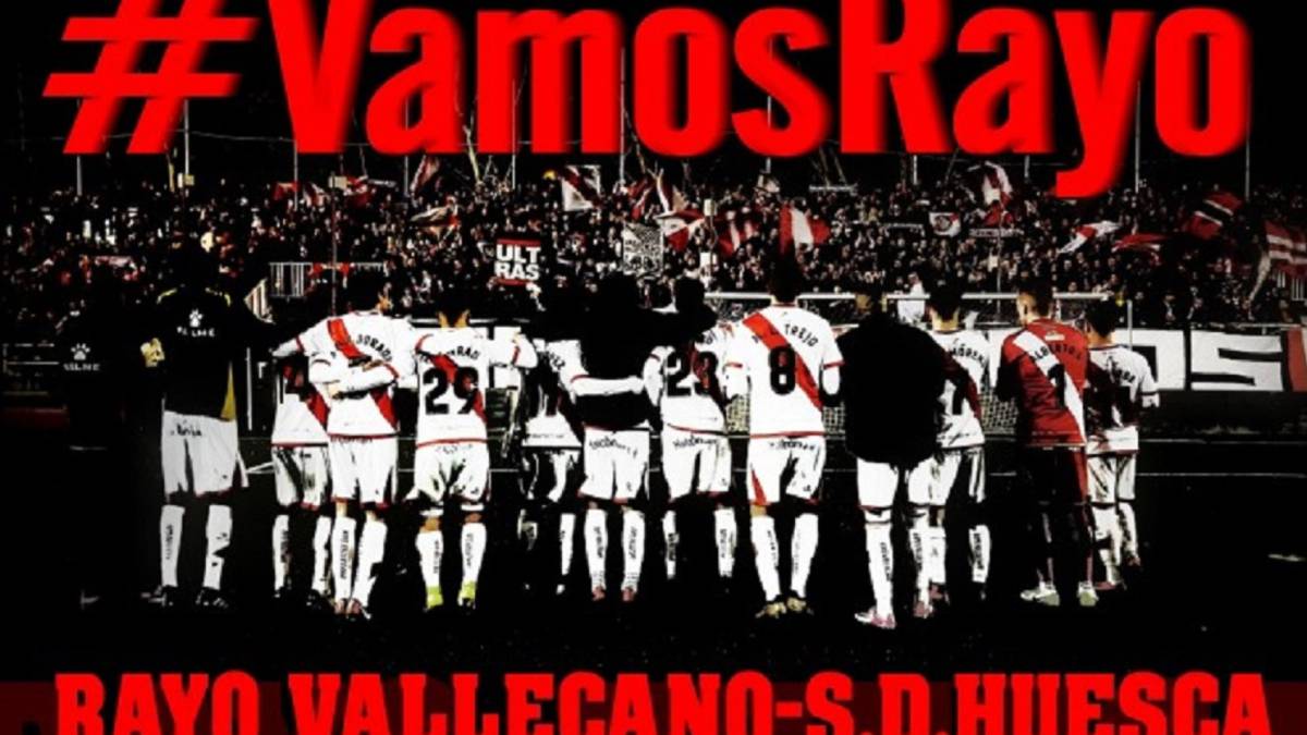 Cartel de la promoción de entradas para el Rayo-Huesca.