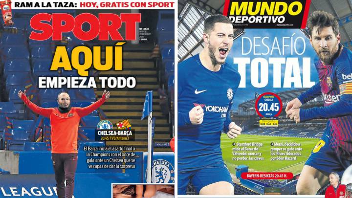 Portadas de 'Sport' y 'Mundo Deportivo' del martes 20 de febrero de 2018.