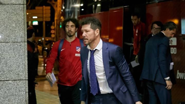 El Atlético llegó anoche con Simeone como líder de la expedición.