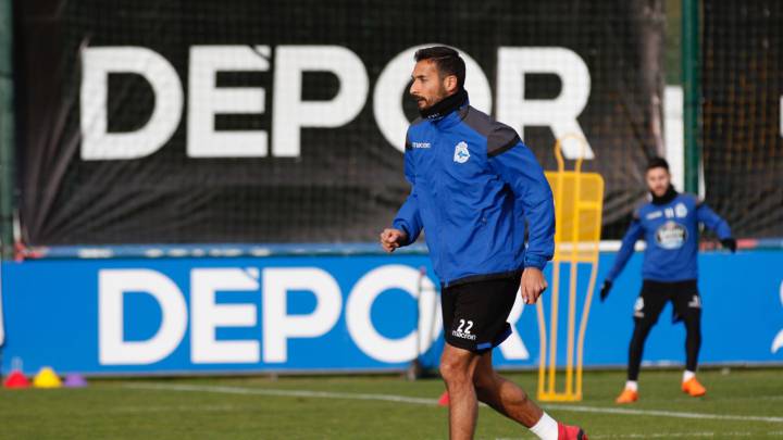 Borges, durante el entrenamiento del Deportivo de este miércoles.