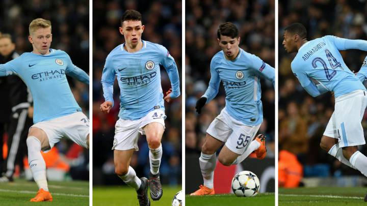 Los jóvenes jugadores del Manchester City, Zinchenko, Foden, Brahim Díaz y Adarabioyo.