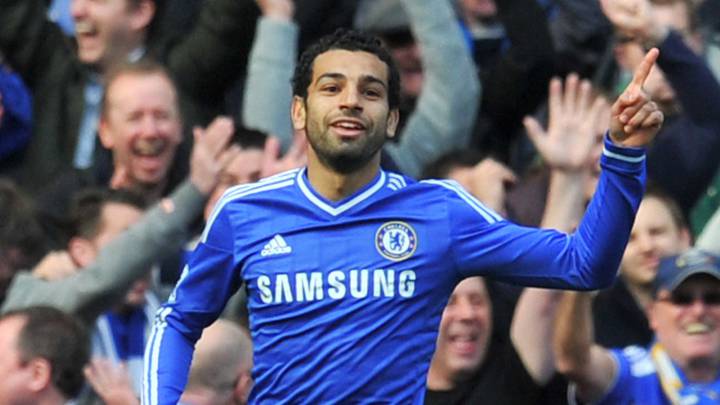 Mohamed Salah celebra un gol con el Chelsea en 2014.