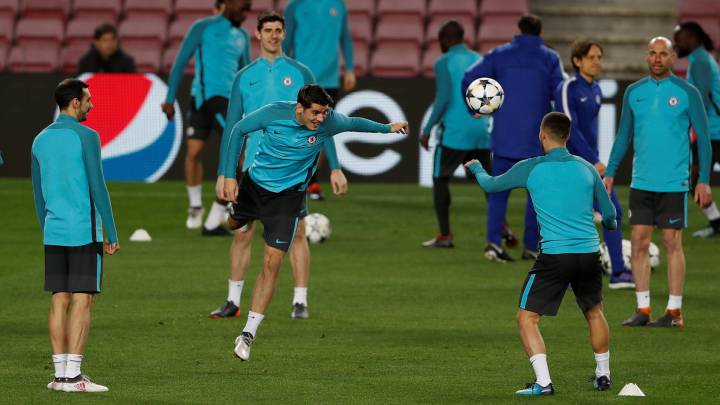 Morata entrenando con el Chelsea