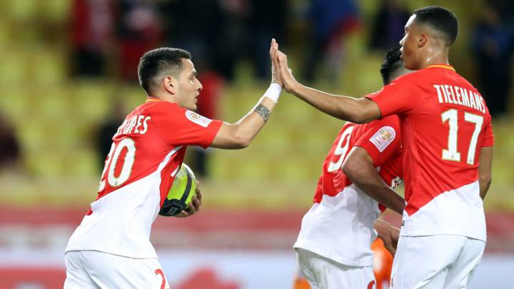 Celebración del gol del Mónaco.