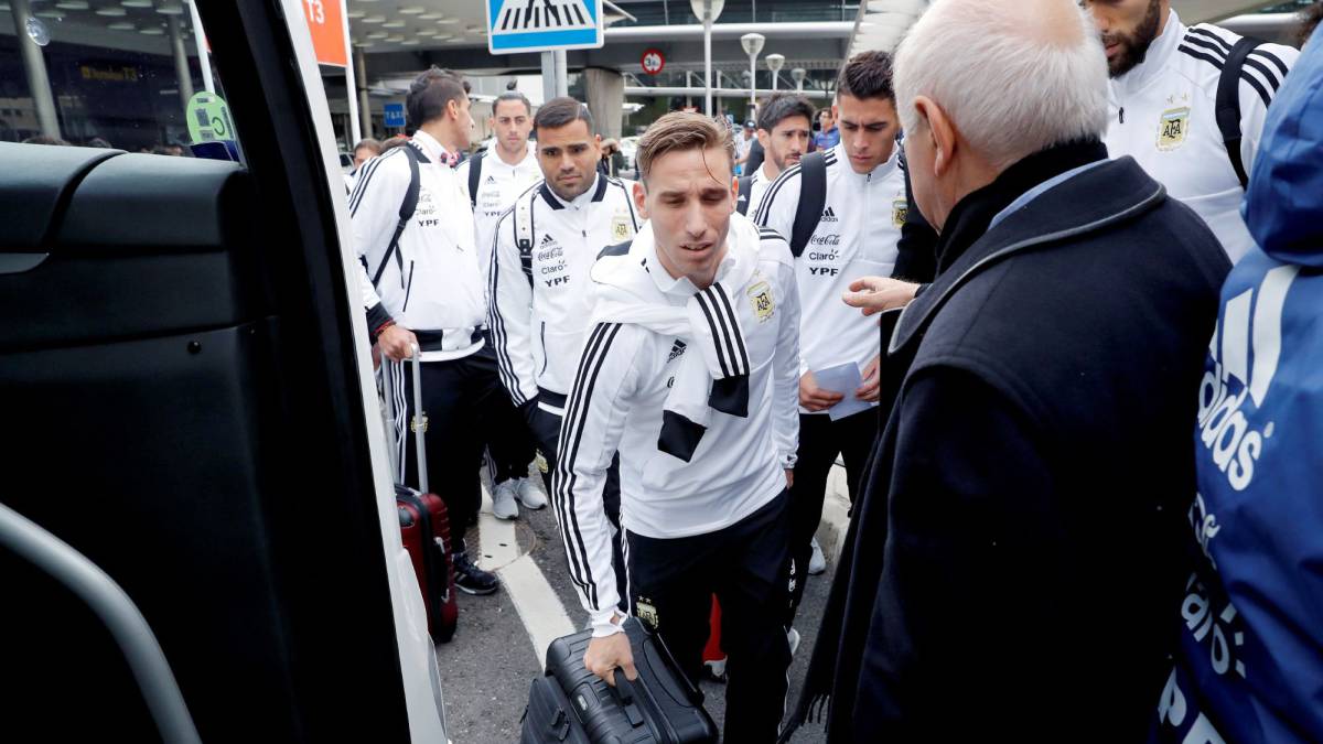 Biglia, en su llegada a Madrid con la selección argentina.