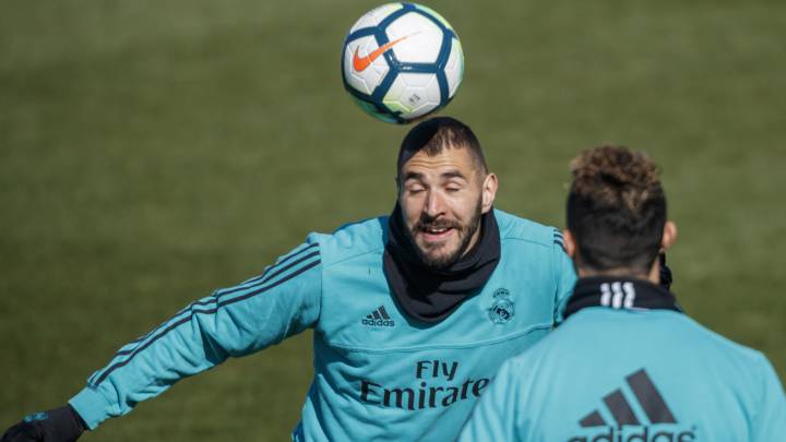 Benzema y Cristiano, durante un entrenamiento del Real Madrid.
